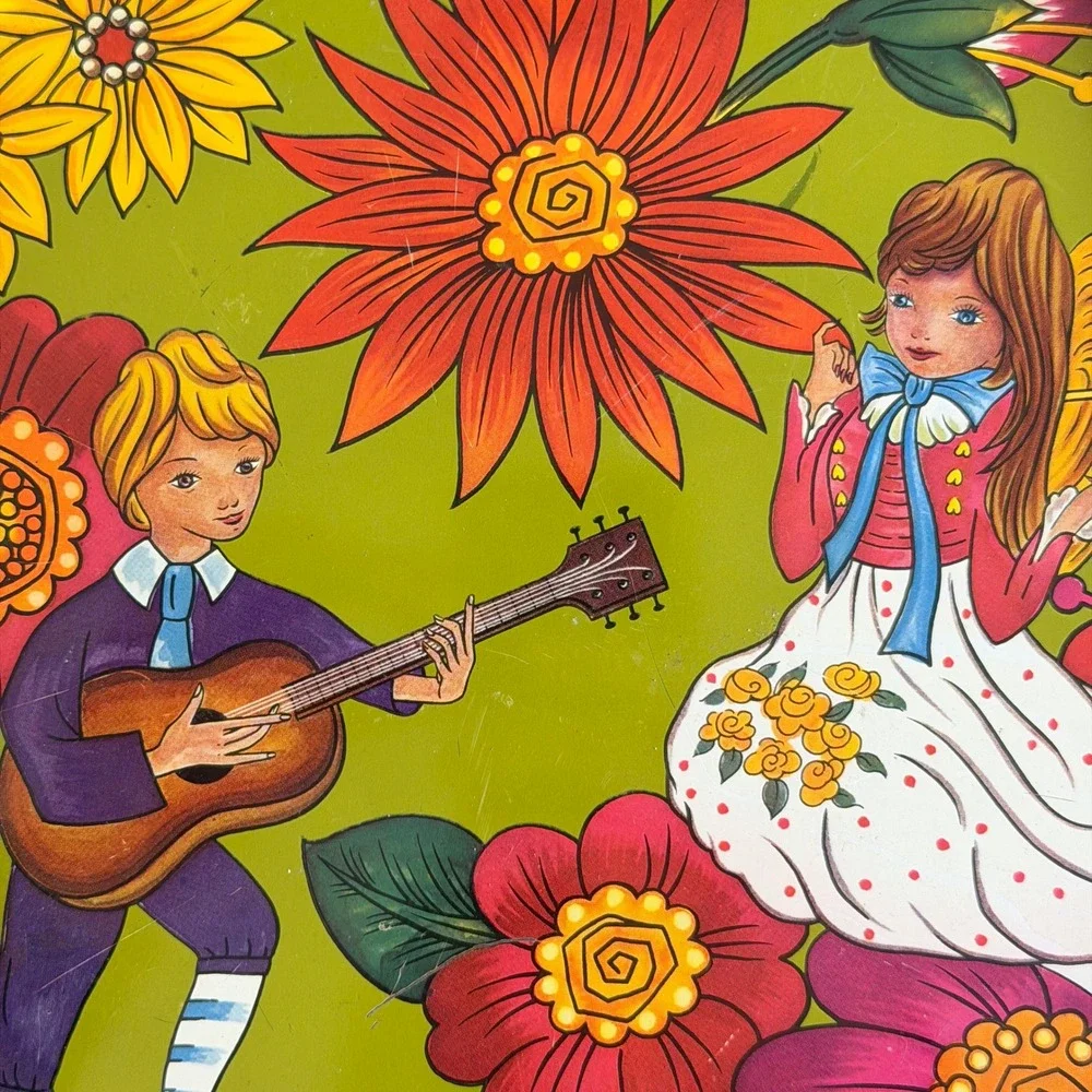 Vintage‎ Folk Art Daher Tin Serving Tray Floral 
